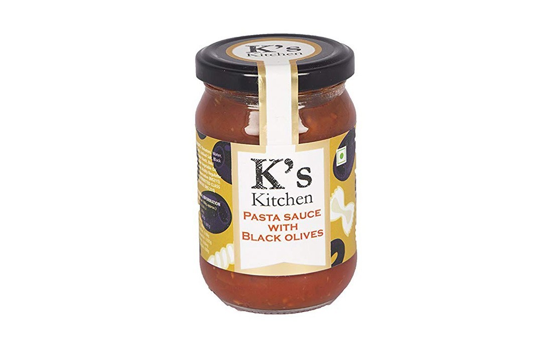 K's Kitchen Pasta Sauce With Black Olives   Glass Jar  270 grams